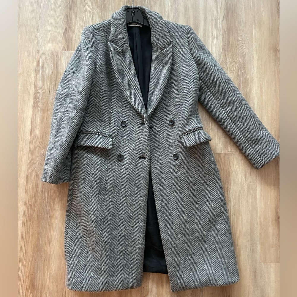 Reformation Black Herringbone coat